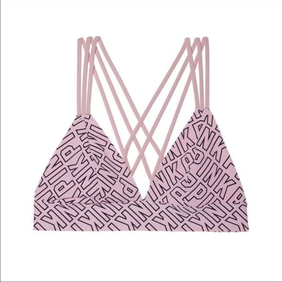 NWOT PINK Victoria’s Secret Logo Bonded Triangle Bralette Medium - Picture 3 of 7
